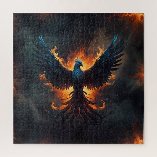 Phoenix-Vogel steigt mit Flammen auf Puzzle (Vertikal)