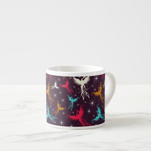 Phoenix-Vogel-Zahl Muster Espressotasse (Vorderseite Rechts)