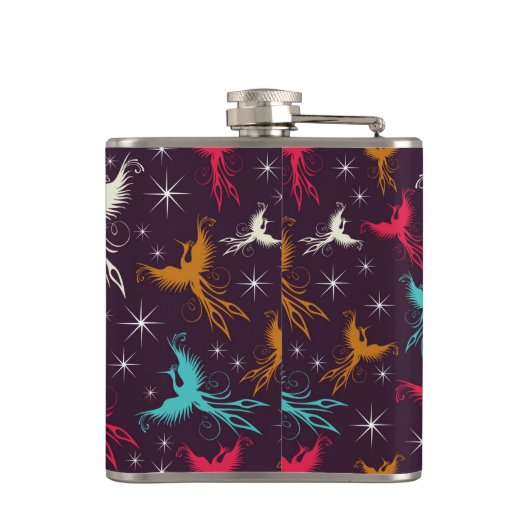 Phoenix-Vogel-Zahl Muster Flachmann (Rückseite)