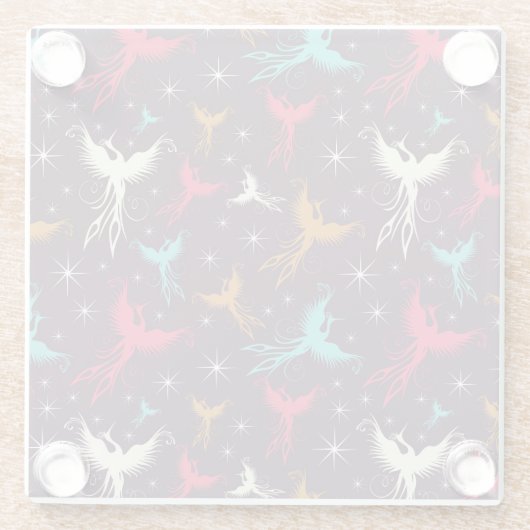 Phoenix-Vogel-Zahl Muster Glasuntersetzer (Rückseite)