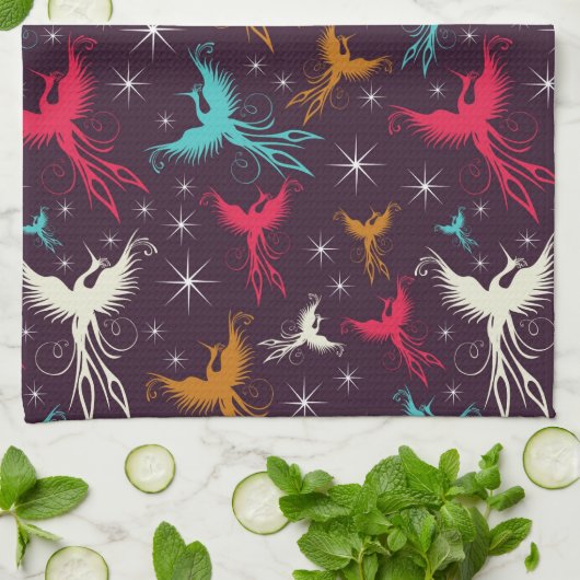 Phoenix-Vogel-Zahl Muster Handtuch (Gefaltet)