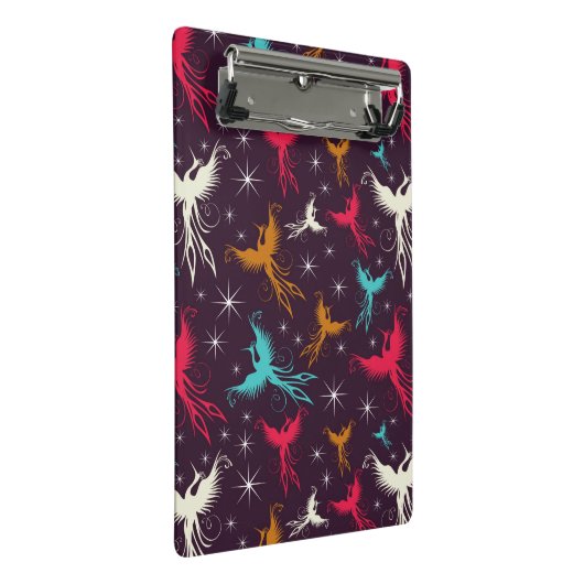 Phoenix-Vogel-Zahl Muster Mini Klemmbrett (Schrägansicht)