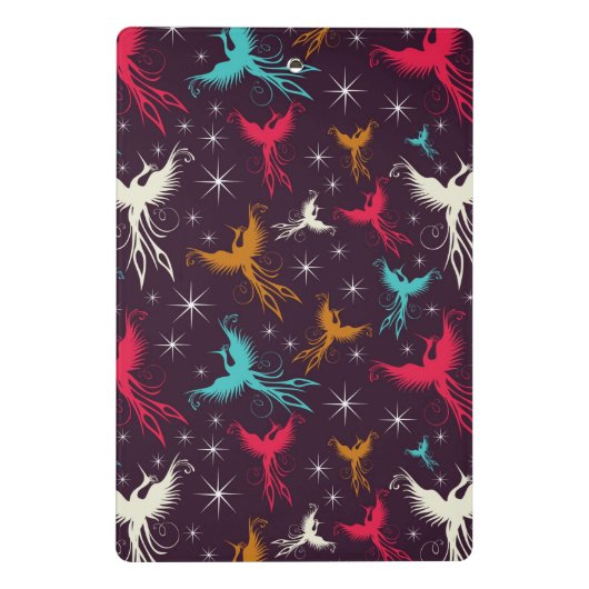 Phoenix-Vogel-Zahl Muster Mini Klemmbrett (Rückseite)