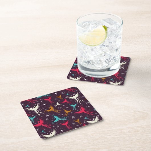 Phoenix-Vogel-Zahl Muster Rechteckiger Pappuntersetzer (Vor Ort)