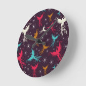 Phoenix-Vogel-Zahl Muster Runde Wanduhr (Winkel)