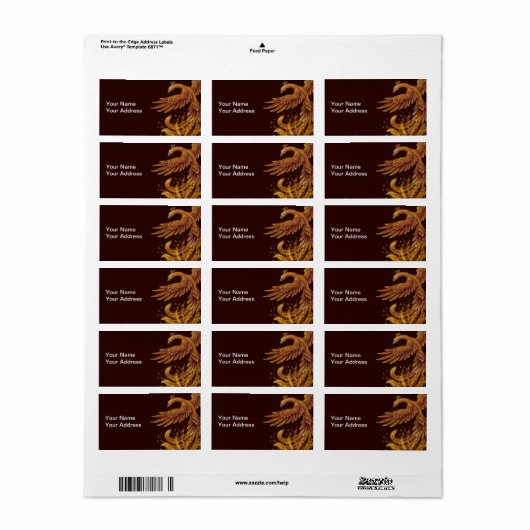 Phoenix-Vogellabel Adressaufkleber (Vorne)