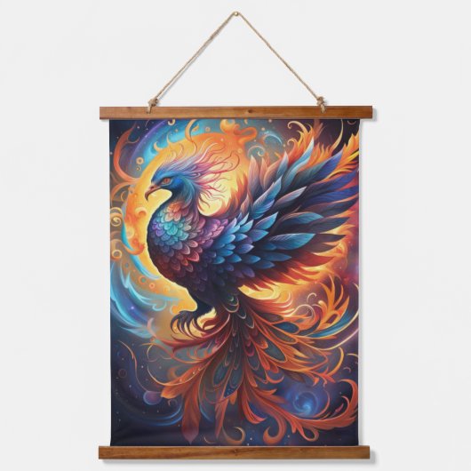 Phoenix Wall Tapestry Wandteppich Mit Holzrahmen (Vorderseite)