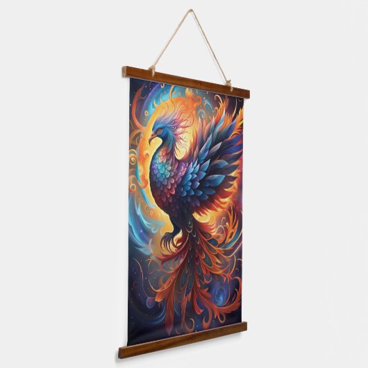 Phoenix Wall Tapestry Wandteppich Mit Holzrahmen (Gewinkelt)