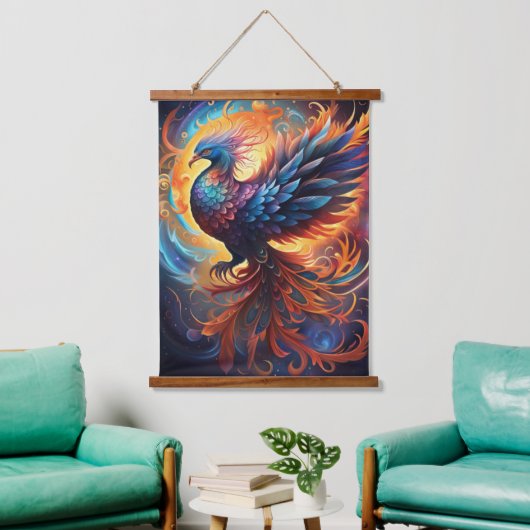 Phoenix Wall Tapestry Wandteppich Mit Holzrahmen (Wohnzimmer)