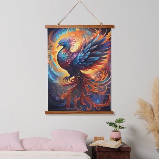 Phoenix Wall Tapestry Wandteppich Mit Holzrahmen (Schlafzimmer)