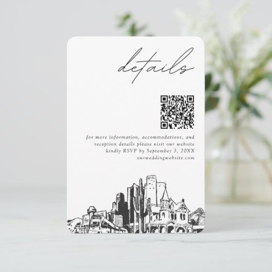 Phoenix Wedding Modern Details QR Code Begleitkarte (Stehend Vorderseite)