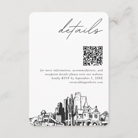 Phoenix Wedding Modern Details QR Code Begleitkarte (Vorderseite)