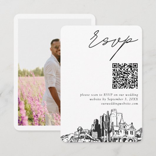 Phoenix Wedding Modern UAWG QR Code Begleitkarte (Vorne/Hinten)