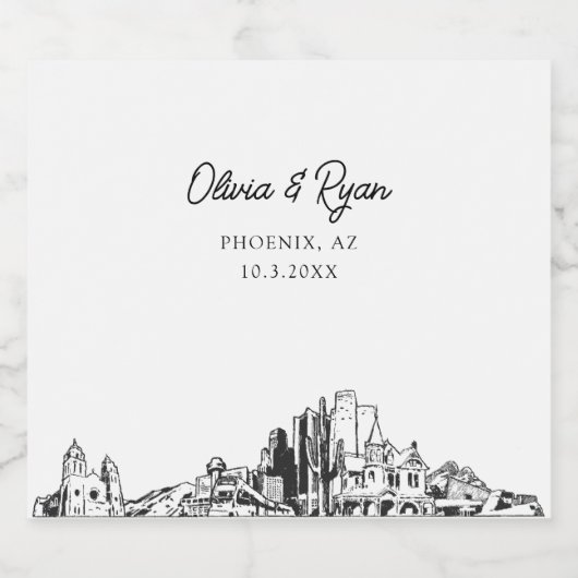 Phoenix Wedding Personalisiert Champagne Label Schaumweinetikett (Einzelnes Label)