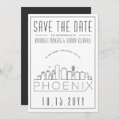 Phoenix Wedding Stylized Skyline Save the Date Einladung (Vorne/Hinten)
