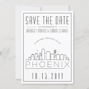 Phoenix Wedding Stylized Skyline Save the Date Einladung