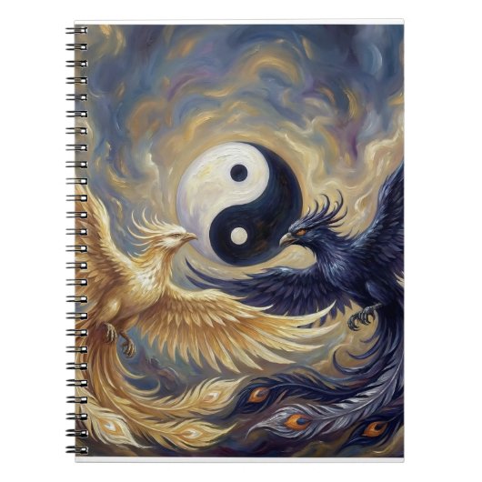 Phoenix Yin Yang Balance Notizbuch Notizblock (Vorderseite)