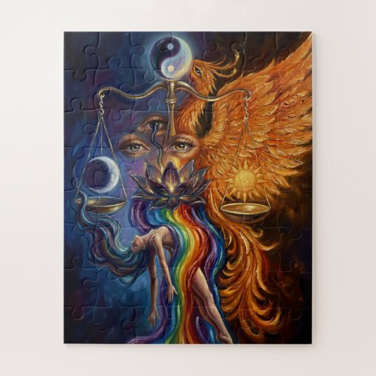 Phoenix Yin Yang Leinwand  Puzzle (Vertikal)