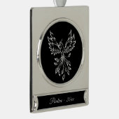 Phoenixanstiege auf schwarz Banner-Ornament silber (Rechts)