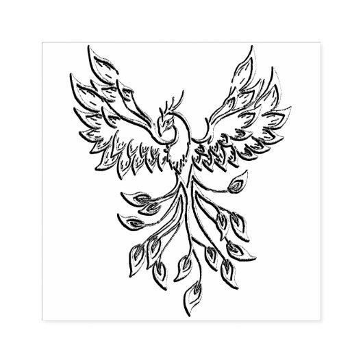 Phoenixanstiege auf schwarz gummistempel (Prägung)