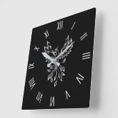 Phoenixanstiege auf schwarz quadratische wanduhr (Winkel)