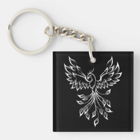 Phoenixanstiege auf schwarz schlüsselanhänger (Vorderseite)