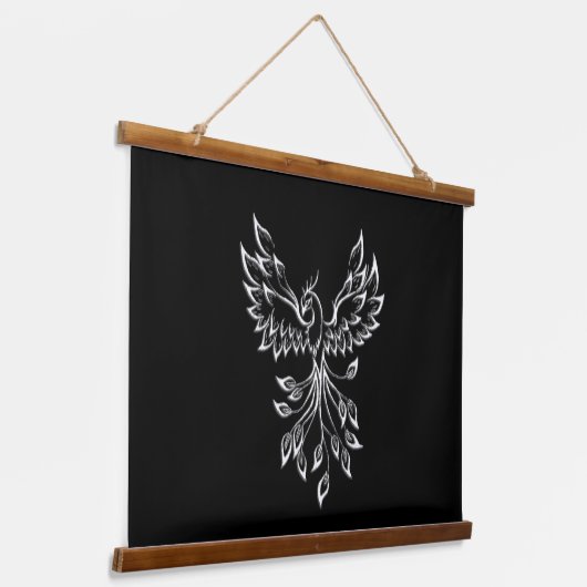 Phoenixanstiege auf schwarz wandteppich mit holzrahmen (Gewinkelt)