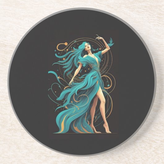 Phoenixerinnen Silhouette in einem fließenden Unte Getränkeuntersetzer (Vorne)