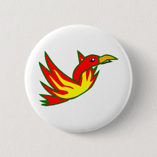 Phoenixvogel mit mythischem Feuerbrand Button
