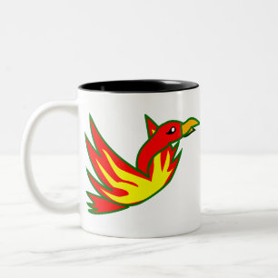 Phoenixvogel mit mythischem Feuerbrand Zweifarbige Tasse