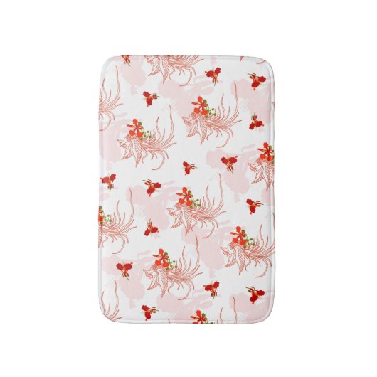 Phoenixvogel und Phoenix-Blume Nahtloses Muster Badematte (Vorderseite Vertikal)