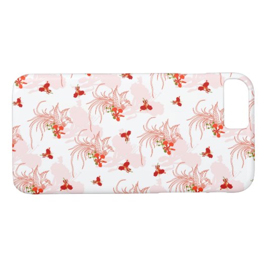 Phoenixvogel und Phoenix-Blume Nahtloses Muster Case-Mate iPhone Hülle (Rückseite (Horizontal))