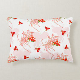 Phoenixvogel und Phoenix-Blume Nahtloses Muster Dekokissen