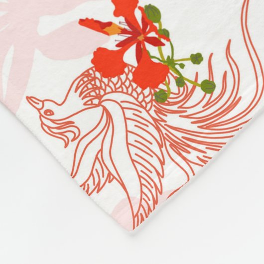 Phoenixvogel und Phoenix-Blume Nahtloses Muster Fleecedecke (Ecke)