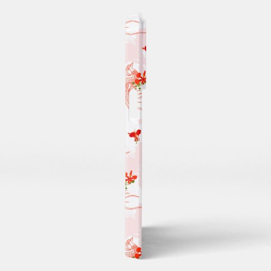 Phoenixvogel und Phoenix-Blume Nahtloses Muster iPhone Hülle (Rechte Seite)