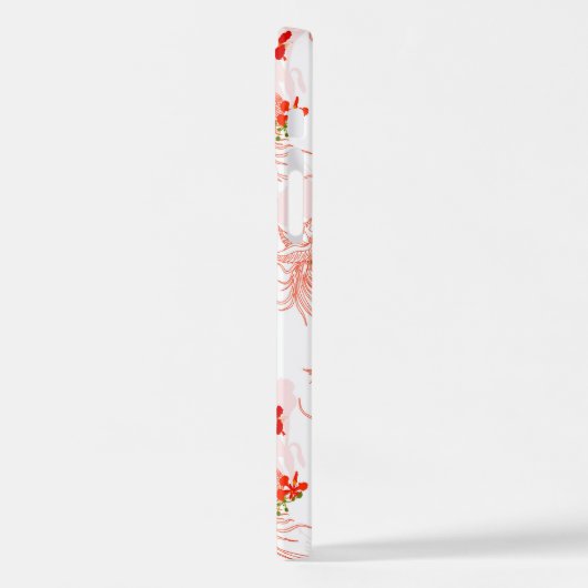 Phoenixvogel und Phoenix-Blume Nahtloses Muster iPhone Hülle (Linke Seite)