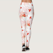 Phoenixvogel und Phoenix-Blume Nahtloses Muster Leggings (Rückseite)