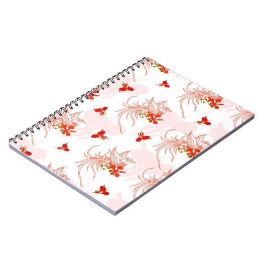 Phoenixvogel und Phoenix-Blume Nahtloses Muster Notizblock (Linke Seite)