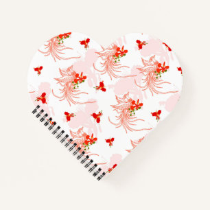 Phoenixvogel und Phoenix-Blume Nahtloses Muster Notizblock