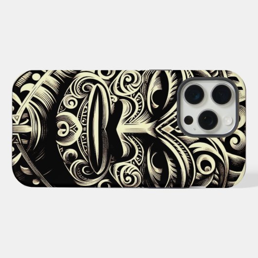 Phone Bone Scrimshaw Tiki iPhone Case Hülle (Rückseite (Horizontal))