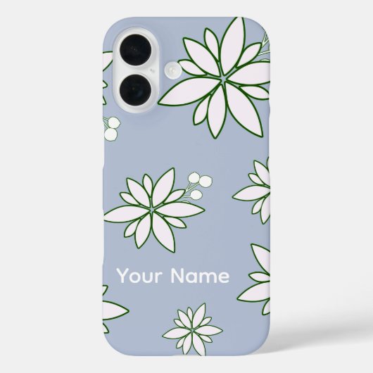 phone case periwinkle with white flowers (Rückseite)