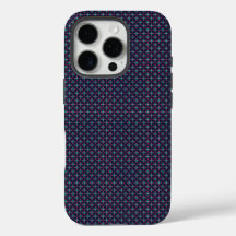 Phone case with a blue and pink geometric pattern