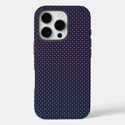 Phone case with a blue and pink geometric pattern (Rückseite)