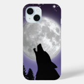 Phone case with a wolf howling at the full moon (Rückseite)