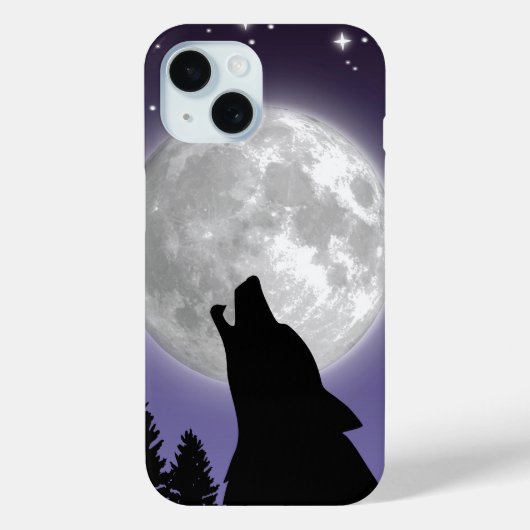Phone case with a wolf howling at the full moon (Rückseite)