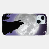 Phone case with a wolf howling at the full moon (Rückseite (Horizontal))