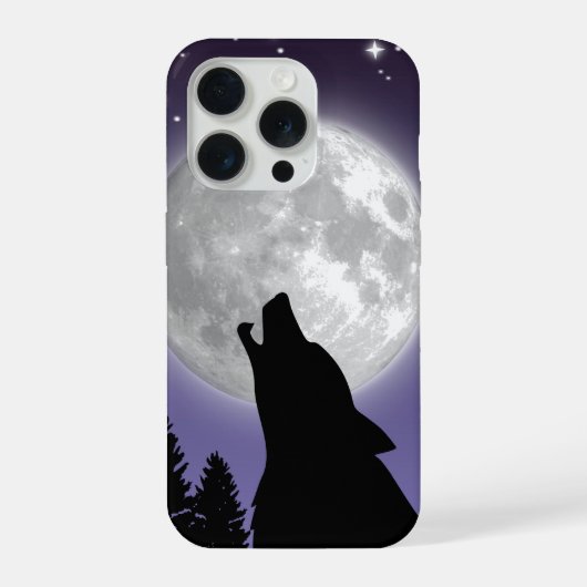 Phone case with a wolf howling at the full moon iPhone hülle (Rückseite)