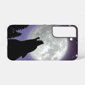 Phone case with a wolf howling at the full moon samsung galaxy hülle (Rückseite (Horizontal))