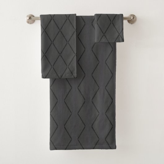 Phone Cords Bath Towels (Gray & Black) Badhandtuch Set (Insitu)