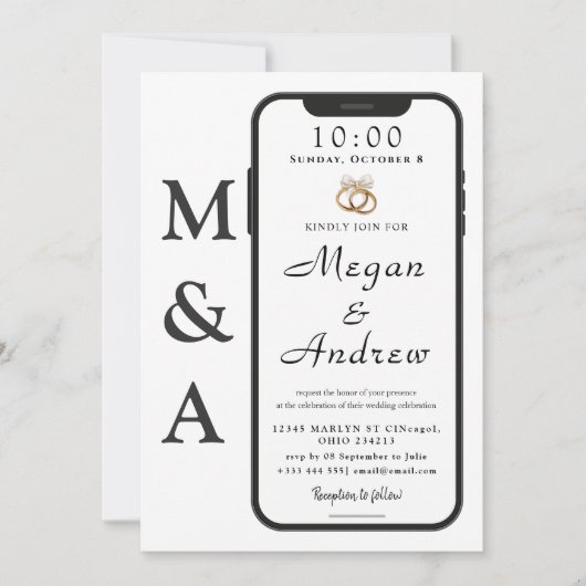 Phone Lock Screen Wedding Invitation (Vorderseite)